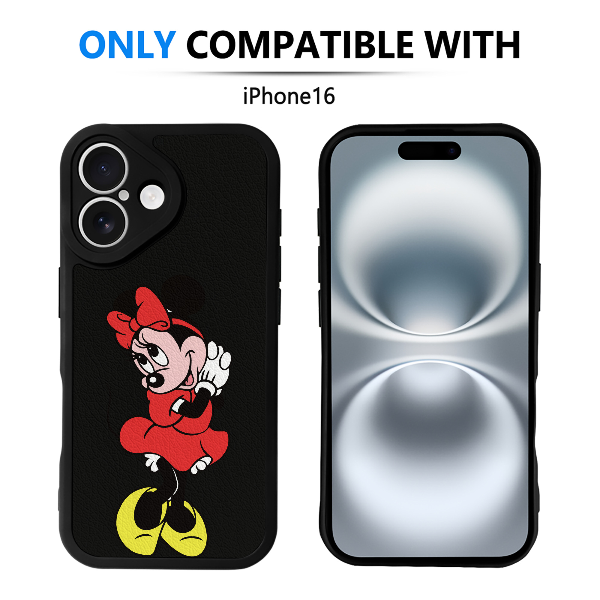 （画像用） ミッキーマウス Mickey Mouse 【iPhone 16シリーズ対応】シリコンスマホケース（レザー調） 材質：シリコン